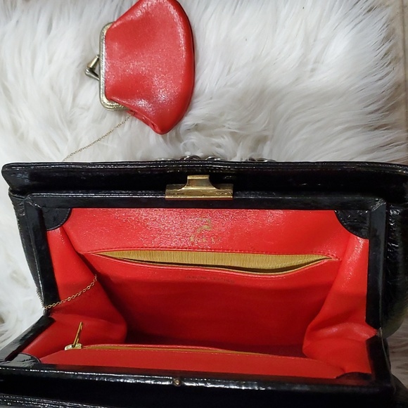 Vtg Koret black leather hand purse - Picture 13 of 16
